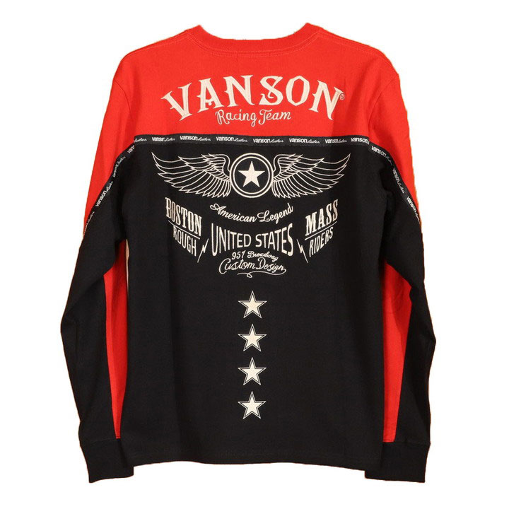 VANSON バンソン ウィングスター ロンT NVLT-2308 長袖Tシャツ 刺繍