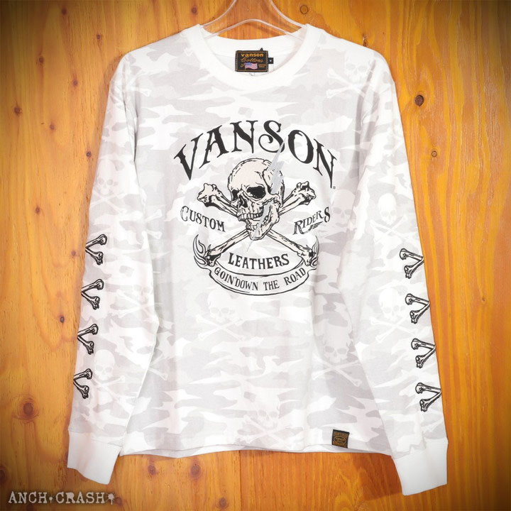 VANSON バンソン スカルボーン ロンT(NVLT-2402)長袖Tシャツ リフレクター 刺繍 VANSON（バンソン） 24h限定P最大17倍!1/11pm23:59迄 スカルボーン