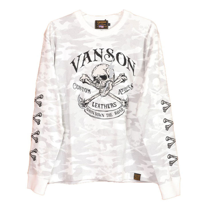 VANSON バンソン スカルボーン ロンT NVLT-2402 長袖Tシャツ リフレクター 刺繍