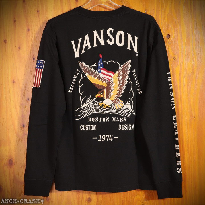 VANSON（バンソン） イーグル ロンT NVLT-2416 長袖 Tシャツ 刺繍