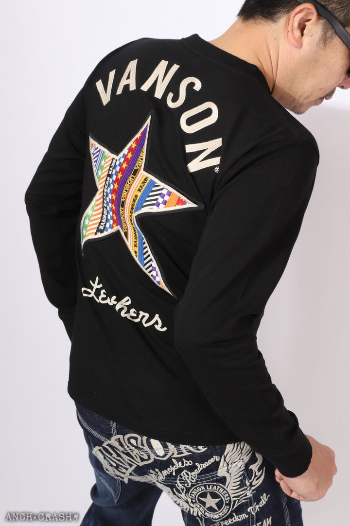 VANSON バンソン スター ロンT (NVLT-2501)【送料無料】長袖Tシャツ 刺繍 昇華転写プリント ワッペン VANSON（バンソン） スター ロンT NVLT-2501 長袖 Tシャツ 刺繍 昇華