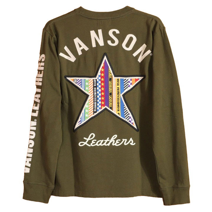VANSON（バンソン） スター ロンT NVLT-2501 長袖 Tシャツ 刺繍 昇華