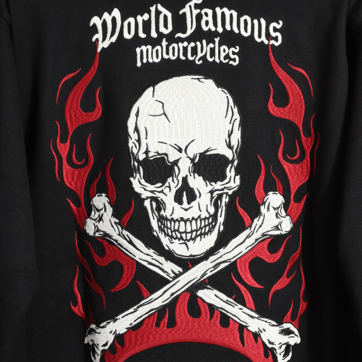 VANSON（バンソン） バーニングスカル ロンTEE NVLT-2601 刺繍 長袖T