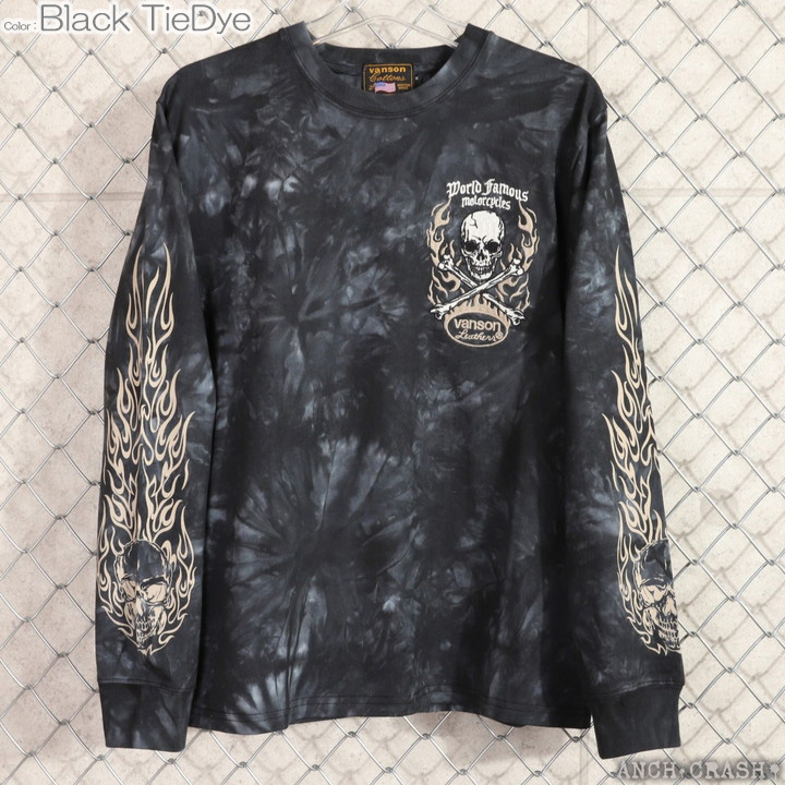 VANSON（バンソン） バーニングスカル ロンTEE NVLT-2601 刺繍 長袖T