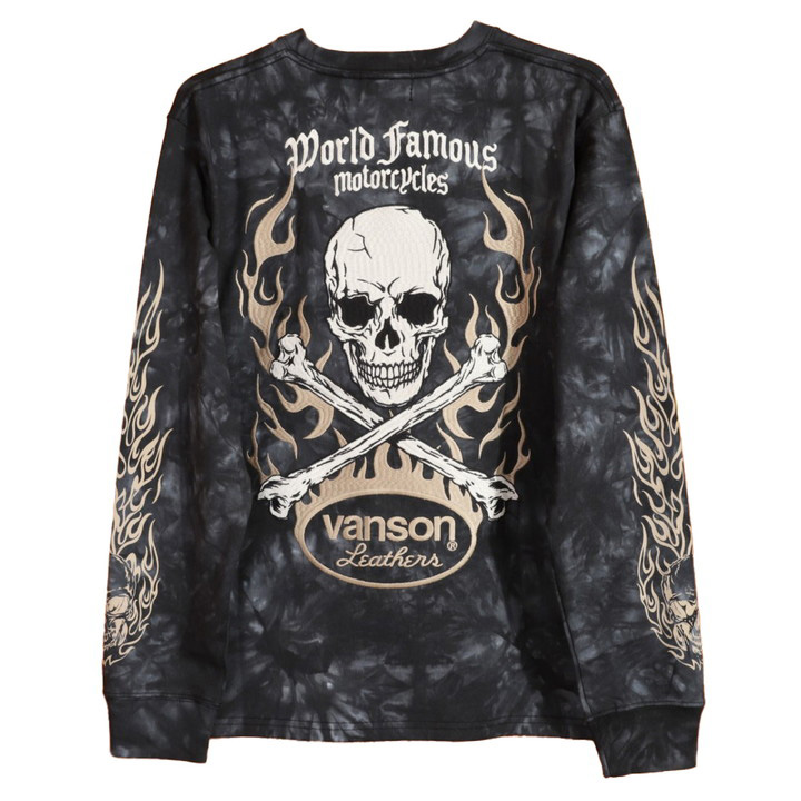 VANSON（バンソン） バーニングスカル ロンTEE NVLT-2601 刺繍 長袖T
