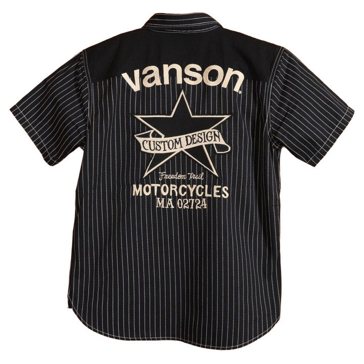 VANSON（バンソン） スター デニム 半袖シャツ NVSS-2601 刺繍
