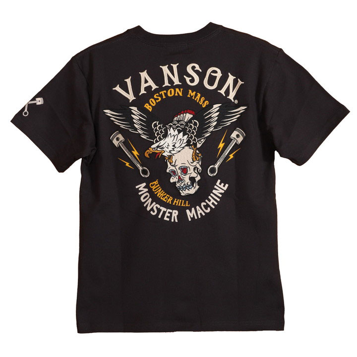 VANSON バンソン イーグル×スカル 半袖 Tシャツ NVST-2214 刺繍｜anch-crash｜02