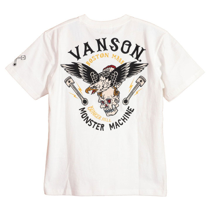 VANSON バンソン イーグル×スカル 半袖 Tシャツ NVST-2214 刺繍｜anch-crash｜03