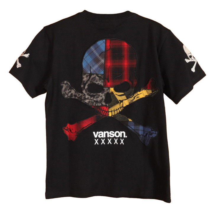 VANSON 50周年記念モデル 半袖Tシャツ NVST-2412 バンソン 刺繍 生地貼り付け ス...