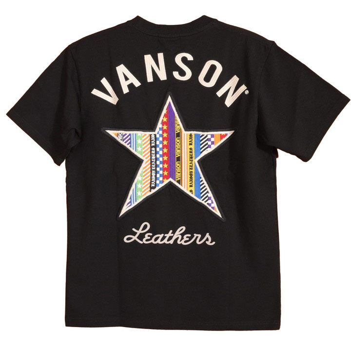 VANSON スター 半袖Tシャツ NVST-2418 バンソン 刺繍 昇華転写プリントツイルワッペン｜anch-crash｜02