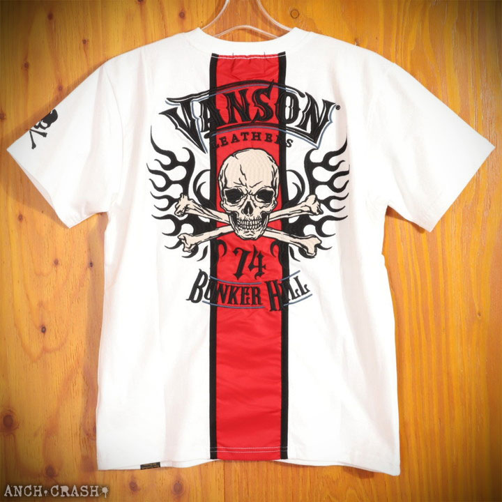 VANSON フレアスカル 半袖Tシャツ NVST-2420 バンソン 刺繍 ナイロン切替｜anch-crash｜19