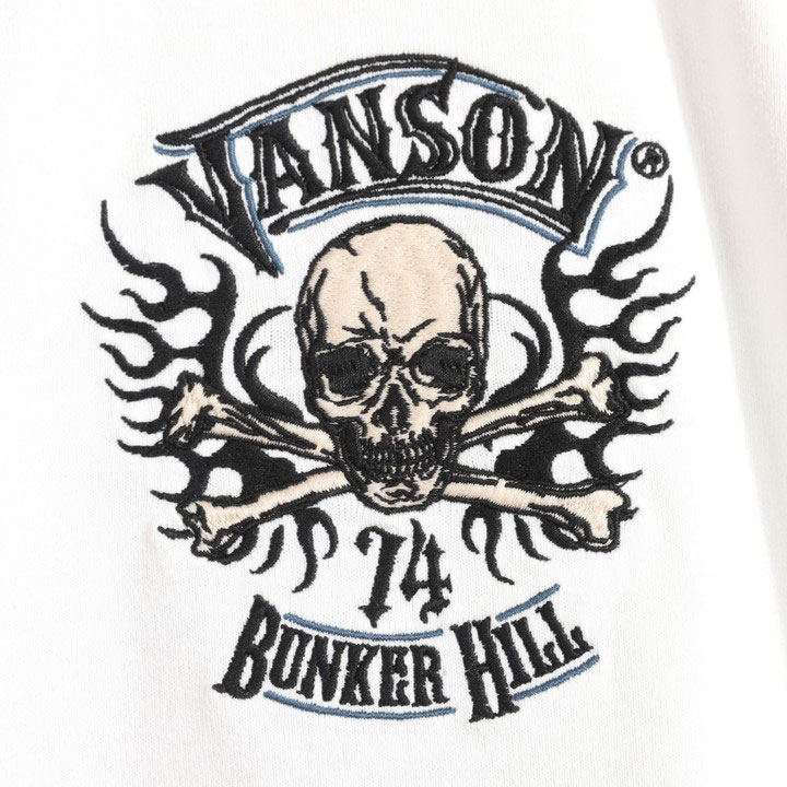 VANSON フレアスカル 半袖Tシャツ NVST-2420 バンソン 刺繍 ナイロン切替｜anch-crash｜16