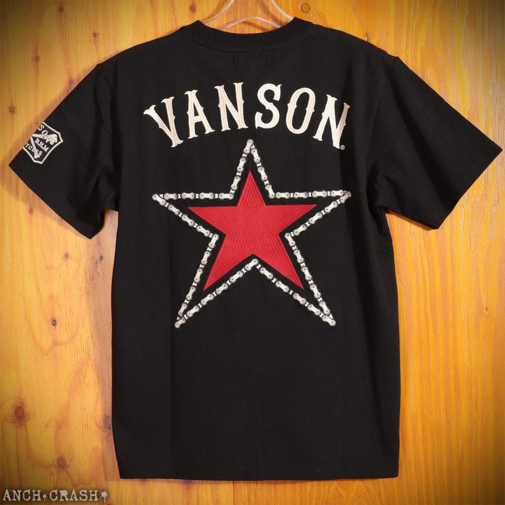 VANSON スター 半袖Tシャツ (NVST-2505) 【送料無料】バンソン 刺繍 ワッペン VANSON（バンソン） スター 半袖Tシャツ NVST-2505 刺繍 ワッペン