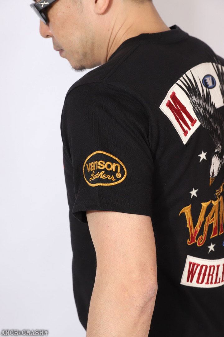 VANSON（バンソン） イーグル 半袖Tシャツ NVST-2602 刺繍 ワッペン 