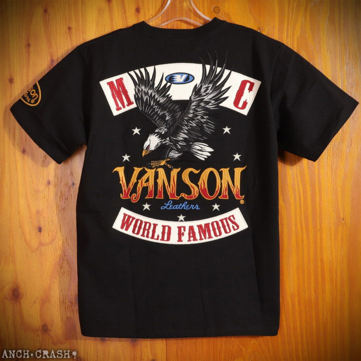 VANSON（バンソン） イーグル 半袖Tシャツ NVST-2602 刺繍 ワッペン 