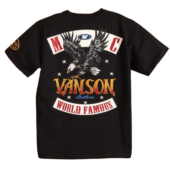 VANSON（バンソン） イーグル 半袖Tシャツ NVST-2602 刺繍 ワッペン 