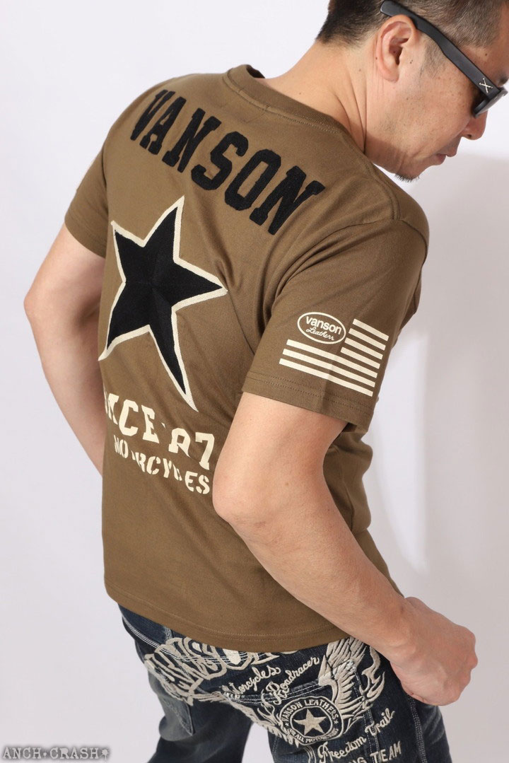 VANSON（バンソン） スター 半袖Tシャツ NVST-2603 刺繍 ワッペン