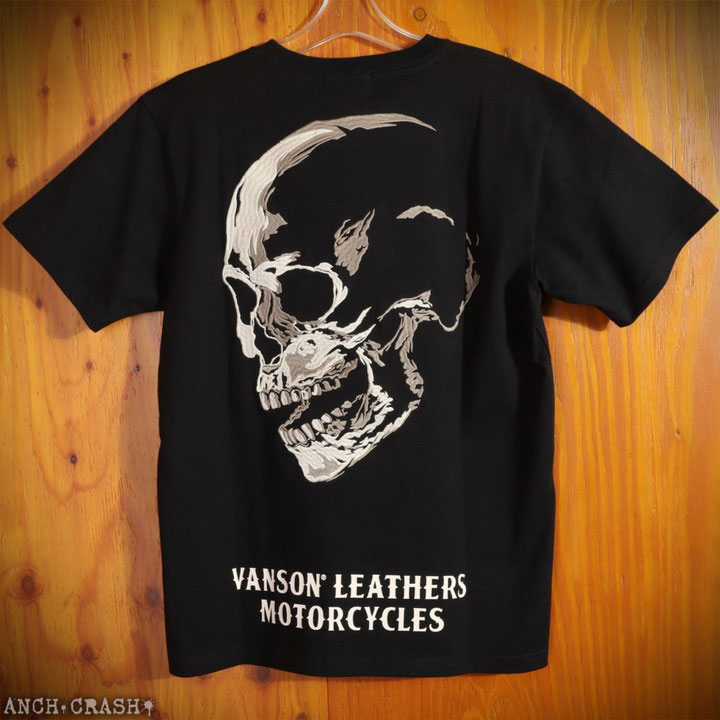 VANSON（バンソン） スカル 半袖Tシャツ NVST-2608 刺繍 : ANCH CRASH