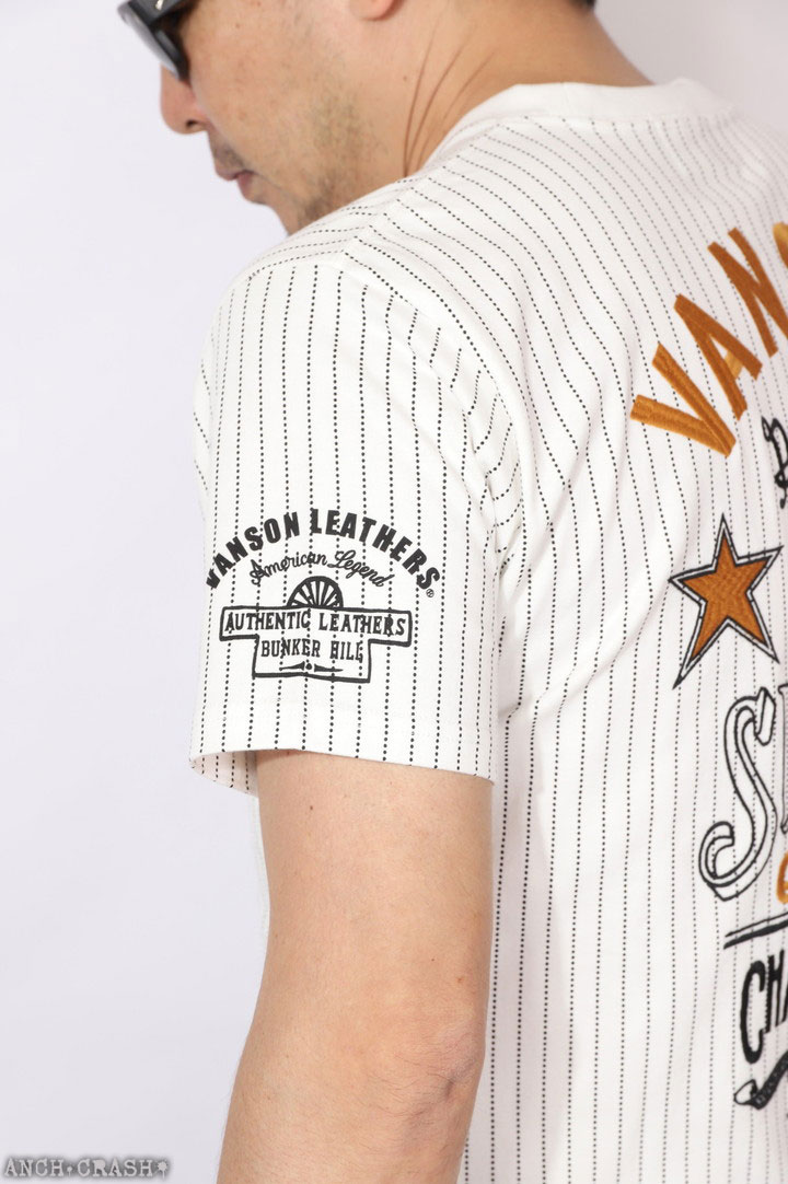 VANSON（バンソン） トリプルスター ウォバッシュ 半袖Tシャツ NVST
