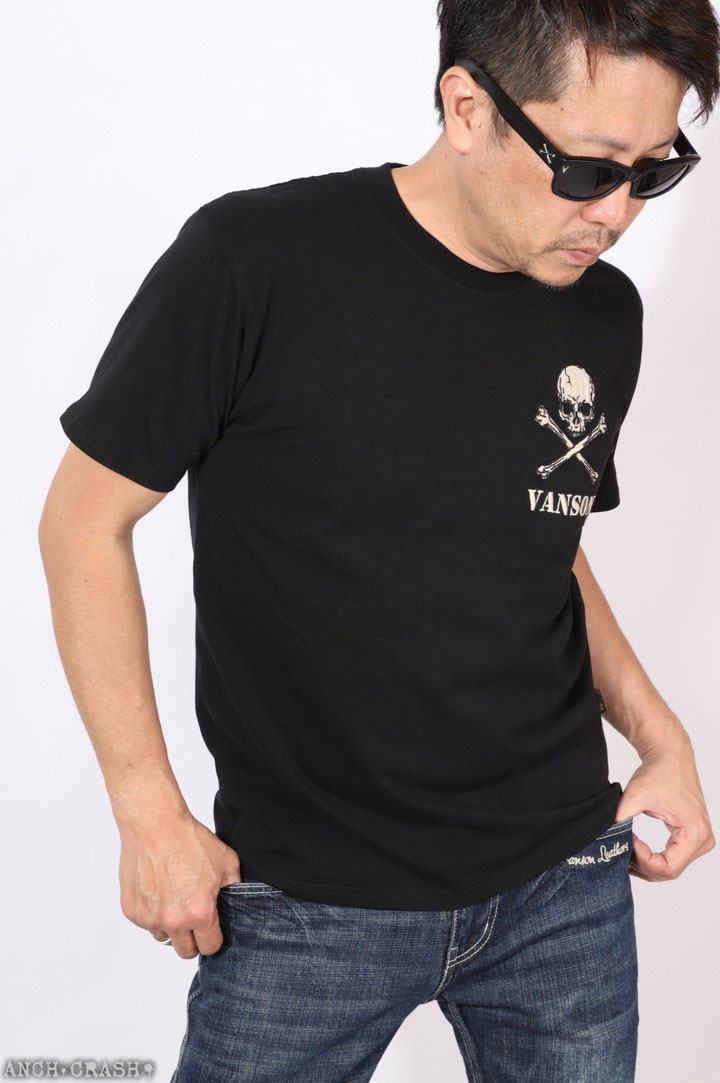 VANSON（バンソン） ロゴスカル 半袖Tシャツ NVST-2618 ベア天 刺繍