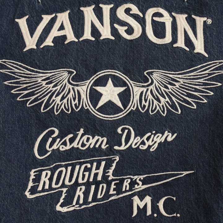 VANSON バンソン ウィングスター デニムベスト NVSV-2301 刺繍｜anch-crash｜11