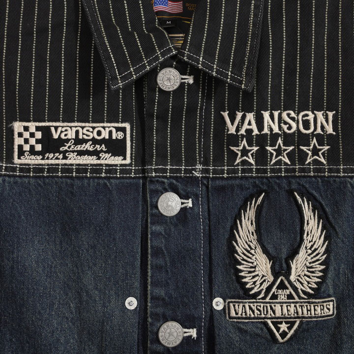 VANSON バンソン ウィングスター デニムベスト NVSV-2301 刺繍｜anch-crash｜07