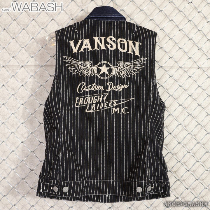 VANSON バンソン ウィングスター デニムベスト NVSV-2301 刺繍｜anch-crash｜19