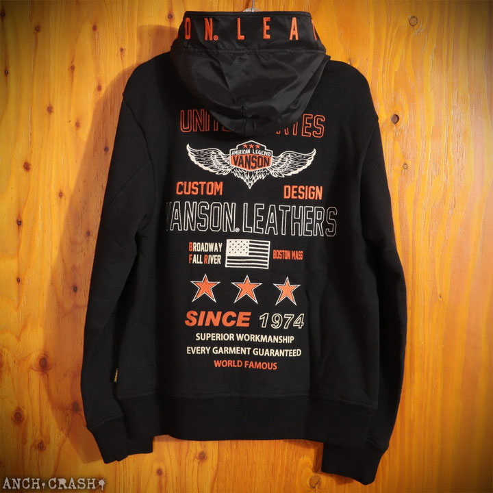 VANSON（バンソン） ウィングエンブレム フルZIP パーカー NVSZ-2512