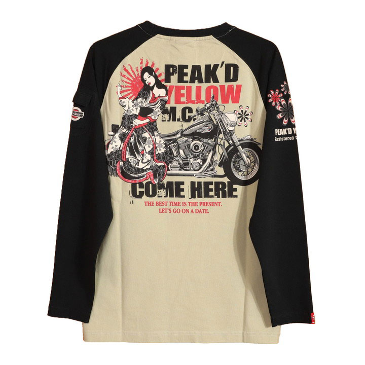 PEAK&apos;D YELLOW バイク ロンＴ PYLT-234 長袖 Tシャツ ロングTシャツ ピーク...