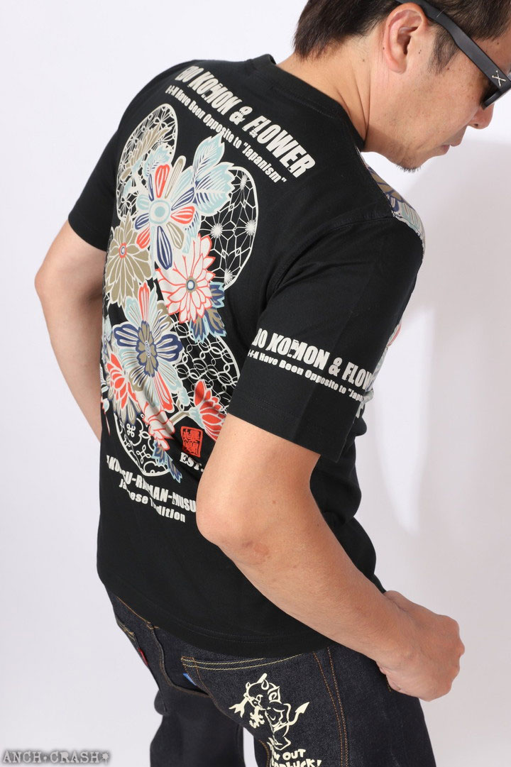 爆烈爛漫娘 花と江戸小紋 和柄 半袖 Tシャツ...の詳細画像4