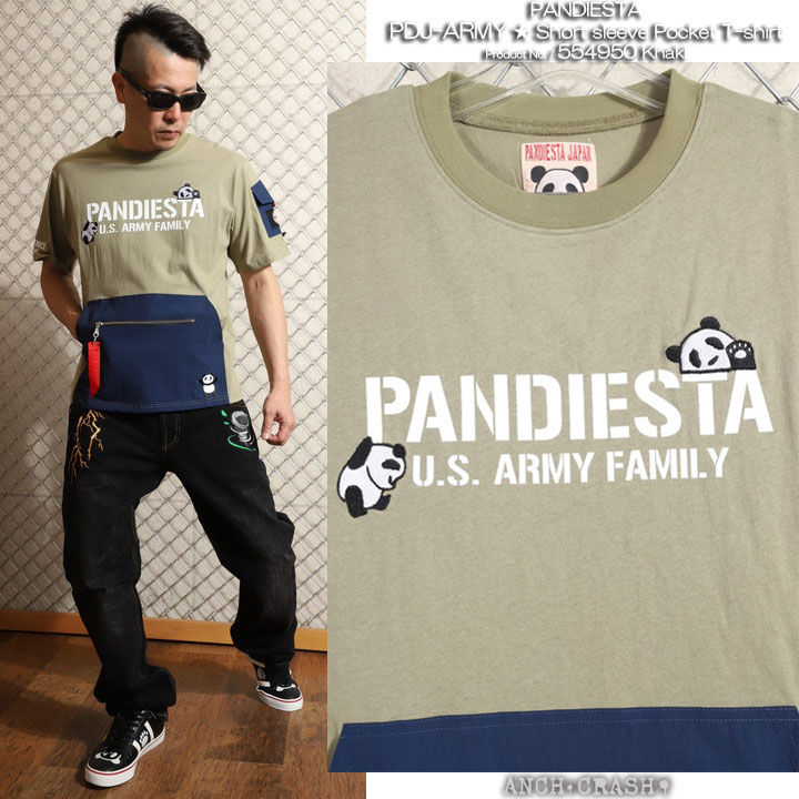 PANDIESTA PDJ-ARMY ポケット 半袖 Tシャツ 554950 パンディエスタ TEE 刺繍 ワッペン｜anch-crash｜05