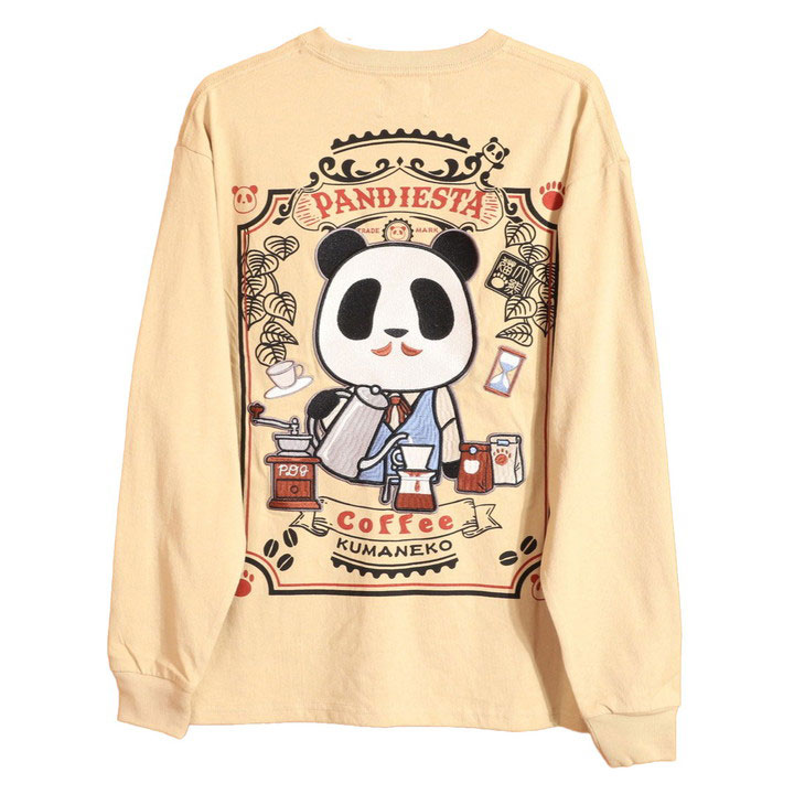 PANDIESTA 熊猫カフェ ロンTee (595208) 【送料無料】パンディエスタ 長袖Tシャツ 刺繍 PANDIESTA（パンディエスタ） 24h限定P最大17倍!1/4pm23:59迄 熊猫