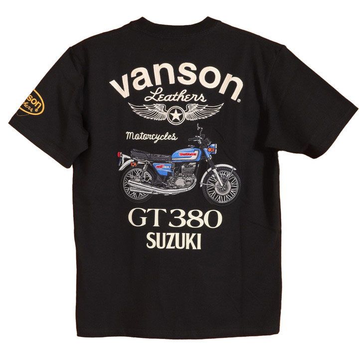 VANSON SUZUKI GT380 半袖Tシャツ SMV-2401 バンソン スズキ 刺繍 ワッペン