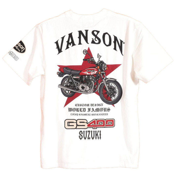 VANSON SUZUKI GS400 半袖Tシャツ SMV-2404 バンソン スズキ 刺繍 ワッペン