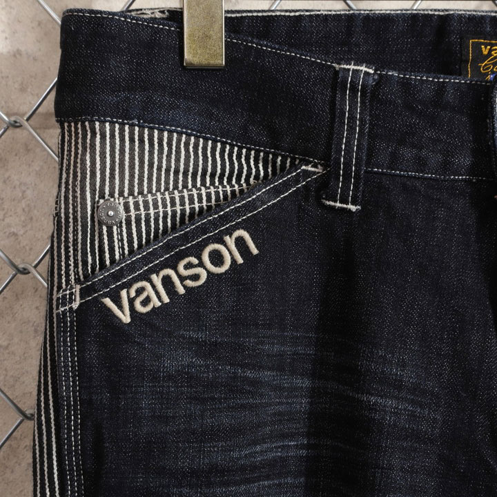 24h限定P最大16倍!5/5pm23:59迄 VANSON バンソン ウィングスター ロゴ刺繍 デニム ペインターパンツ SP-B-34  インディゴ×ヒッコリー