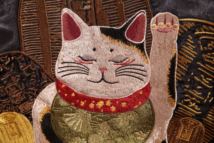 24h限定pMAX10.5倍!6/30pm23:59迄 花旅楽団SCRIPT 招き猫 刺繍 和柄