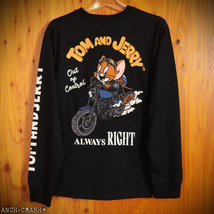 トムとジェリー ロンTEE TJN-2602 TOM AND JERRY NEVERMIND 刺繍 長袖T
