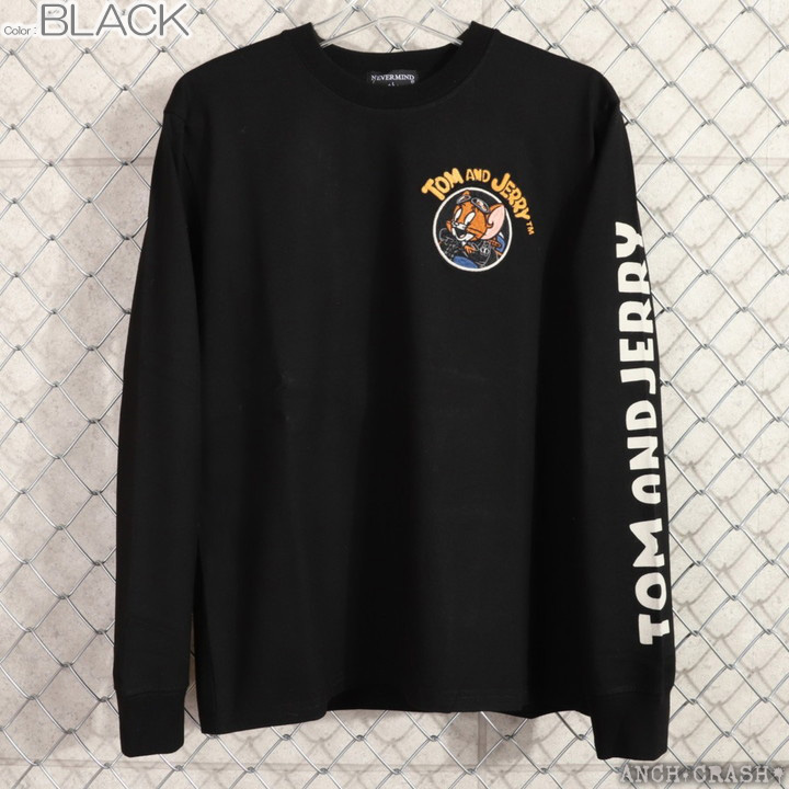 トムとジェリー ロンTEE TJN-2602 TOM AND JERRY NEVERMIND 刺繍 長袖T