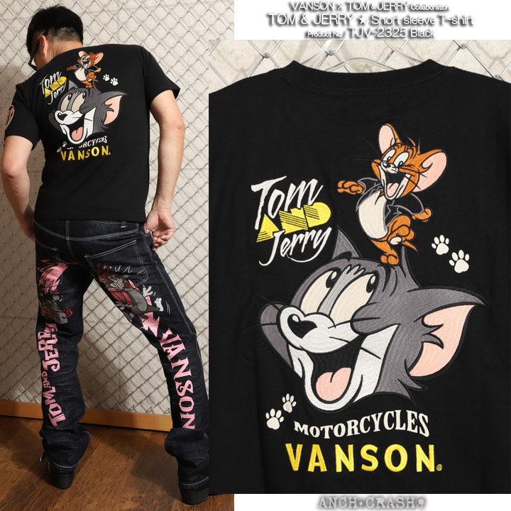 VANSON トムとジェリー コラボ 半袖Tシャツ TJV-2325 バンソン TOM AND JERRY 刺繍｜anch-crash｜09