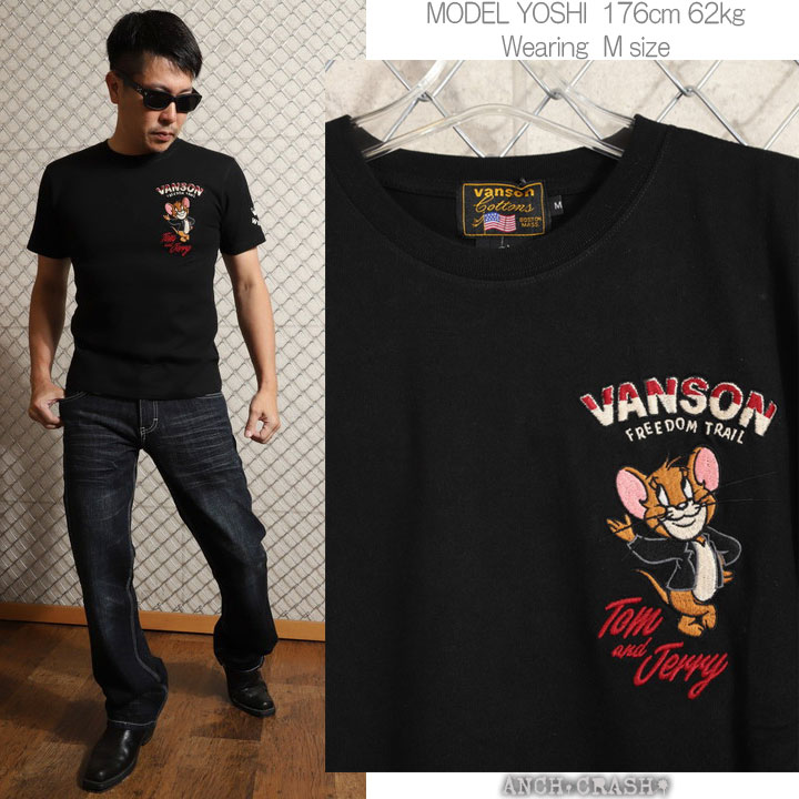 24h限定P最大14倍!9/4pm23:59迄 VANSON トムとジェリー コラボ 半袖Tシャツ TJV-2326 バンソン TOM AND JERRY 刺繍 | VANSON | 04