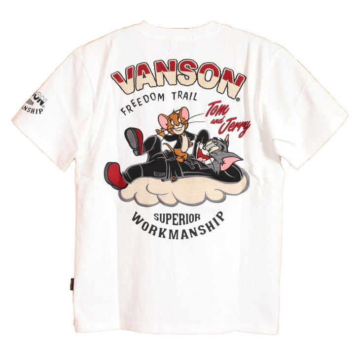 24h限定P最大14倍!9/4pm23:59迄 VANSON トムとジェリー コラボ 半袖Tシャツ TJV-2326 バンソン TOM AND JERRY 刺繍 | VANSON | 02