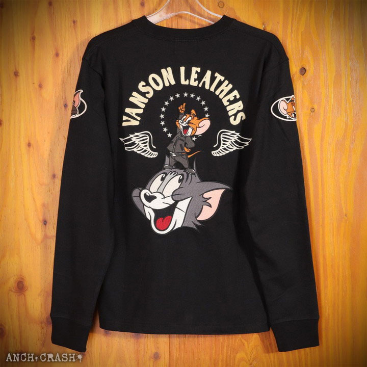 新品未使用 VANSON × TOM and JERRY 刺繍ロンT 宇宙飛行士 VANSON 24h限定P最大14倍!8/9pm23:59迄 トムとジェリー コラボ