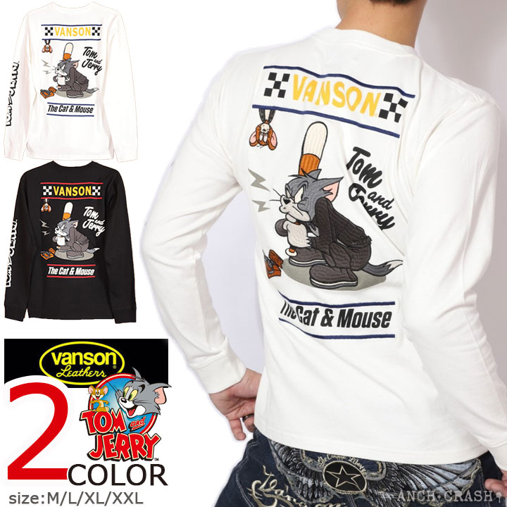 24h限定P最大16倍!4/15pm23:59迄 VANSON トムとジェリー コラボ ロンT TJV 2403 バンソン TOM AND JERRY 刺繍 :tjv 2403:ANCH CRASH