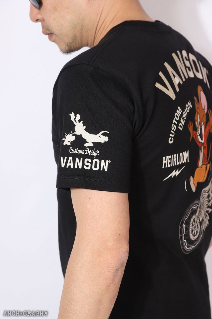 （10）VANSON トムとジェリー 半袖シャツ　黒 VANSON バンソン × TOM AND JERRY トムとジェリー コラボ 半袖