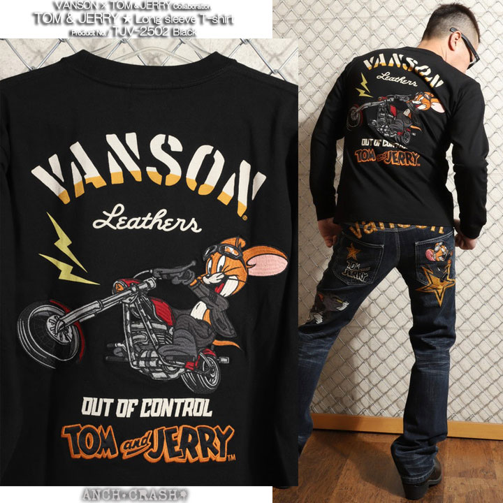 24h限定P最大12倍!5/22am01:59迄 VANSON トムとジェリー コラボ ロンT TJV-2502 バンソン TOM AND JERRY 刺繍 長袖Tシャツ | VANSON | 09