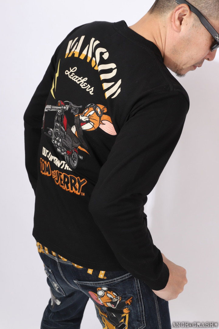 24h限定P最大12倍!5/22am01:59迄 VANSON トムとジェリー コラボ ロンT TJV-2502 バンソン TOM AND JERRY 刺繍 長袖Tシャツ | VANSON | 08