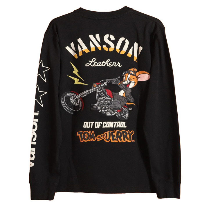 24h限定P最大12倍!5/22am01:59迄 VANSON トムとジェリー コラボ ロンT TJV-2502 バンソン TOM AND JERRY 刺繍 長袖Tシャツ | VANSON | 01