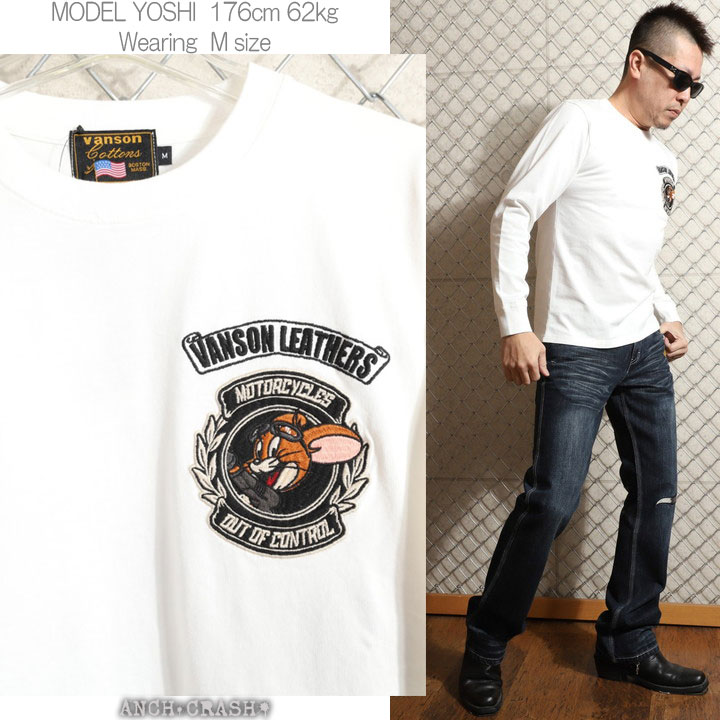 24h限定P最大12倍!5/22am01:59迄 VANSON トムとジェリー コラボ ロンT TJV-2502 バンソン TOM AND JERRY 刺繍 長袖Tシャツ | VANSON | 14