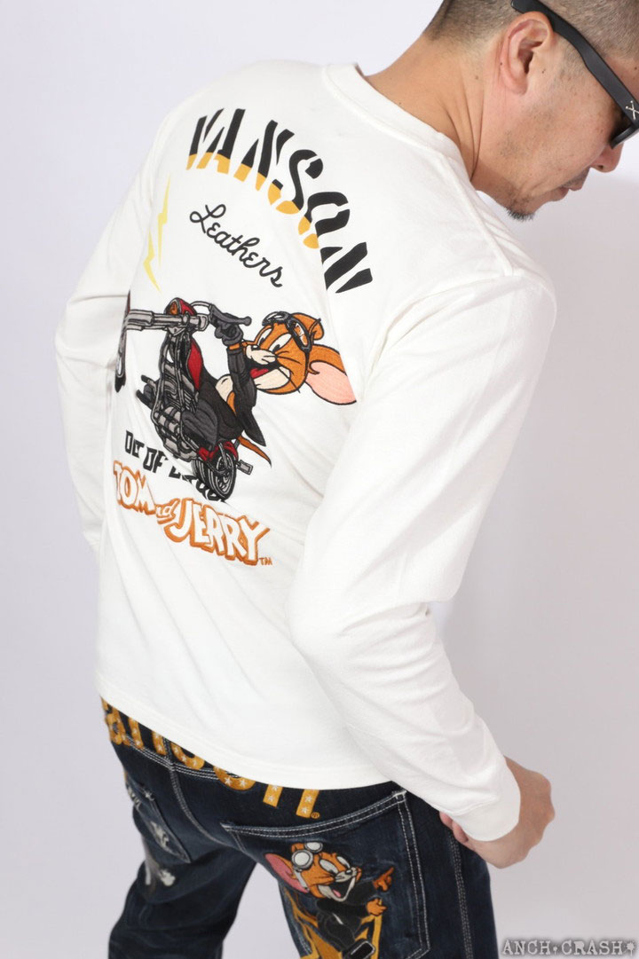 24h限定P最大12倍!5/22am01:59迄 VANSON トムとジェリー コラボ ロンT TJV-2502 バンソン TOM AND JERRY 刺繍 長袖Tシャツ | VANSON | 17
