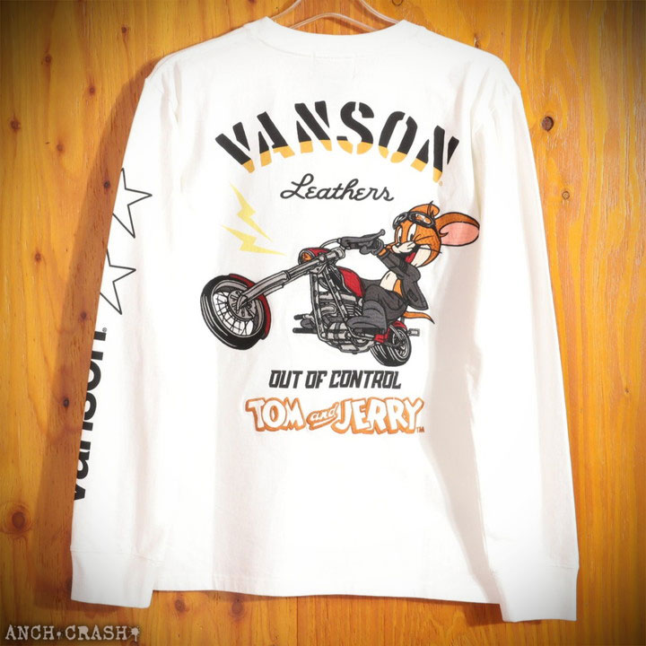 24h限定P最大12倍!5/22am01:59迄 VANSON トムとジェリー コラボ ロンT TJV-2502 バンソン TOM AND JERRY 刺繍 長袖Tシャツ | VANSON | 19
